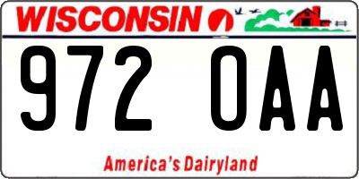 WI license plate 972OAA