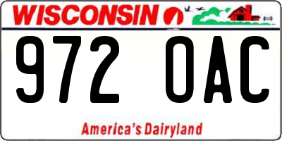WI license plate 972OAC