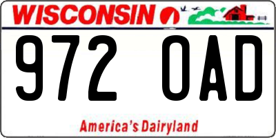 WI license plate 972OAD