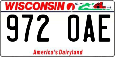 WI license plate 972OAE