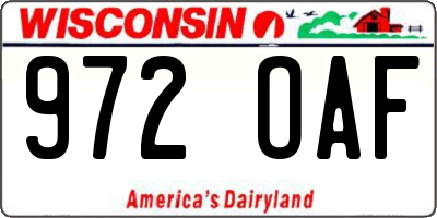 WI license plate 972OAF