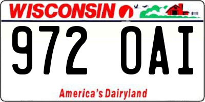 WI license plate 972OAI
