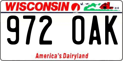 WI license plate 972OAK