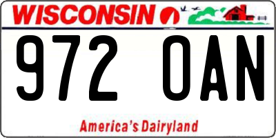 WI license plate 972OAN