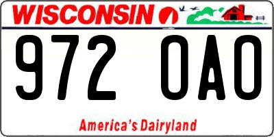 WI license plate 972OAO