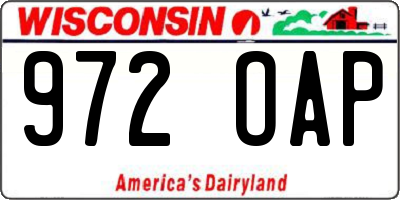 WI license plate 972OAP