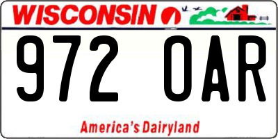 WI license plate 972OAR