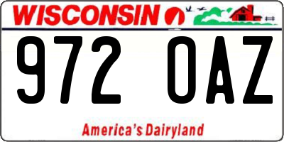 WI license plate 972OAZ