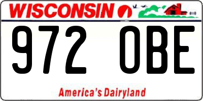WI license plate 972OBE