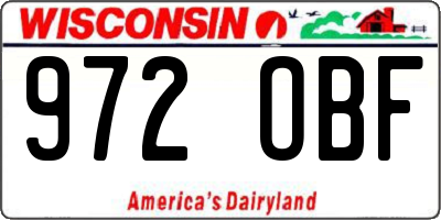 WI license plate 972OBF