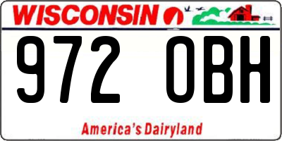 WI license plate 972OBH