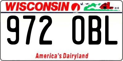 WI license plate 972OBL