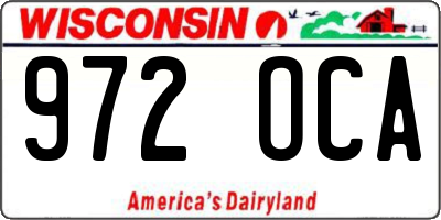WI license plate 972OCA