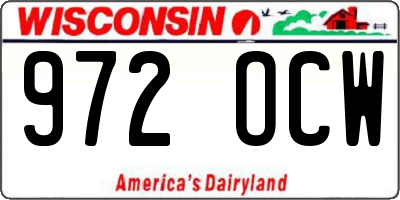 WI license plate 972OCW