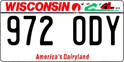 WI license plate 972ODY
