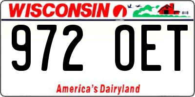 WI license plate 972OET