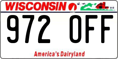 WI license plate 972OFF