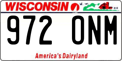 WI license plate 972ONM
