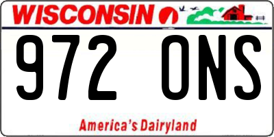 WI license plate 972ONS