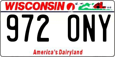 WI license plate 972ONY