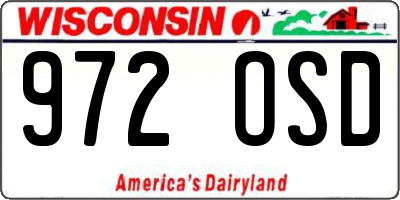 WI license plate 972OSD