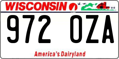 WI license plate 972OZA