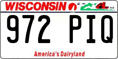 WI license plate 972PIQ