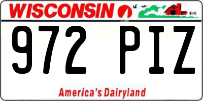 WI license plate 972PIZ