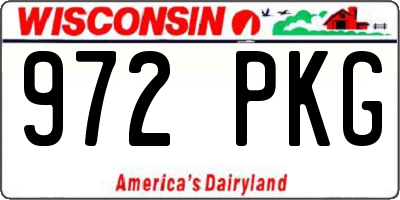 WI license plate 972PKG
