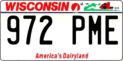 WI license plate 972PME