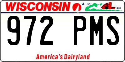 WI license plate 972PMS