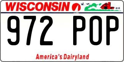 WI license plate 972POP