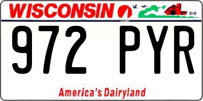 WI license plate 972PYR