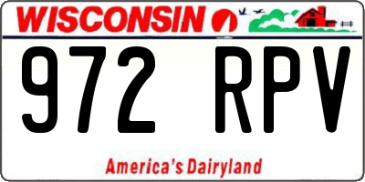 WI license plate 972RPV