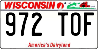 WI license plate 972TOF