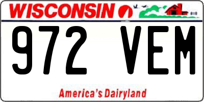 WI license plate 972VEM