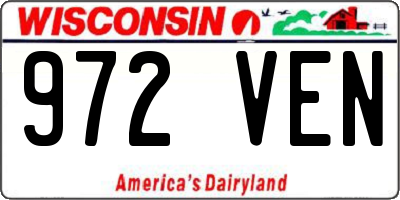 WI license plate 972VEN