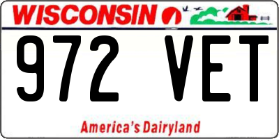WI license plate 972VET
