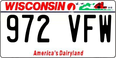 WI license plate 972VFW