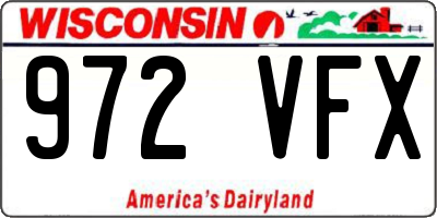 WI license plate 972VFX