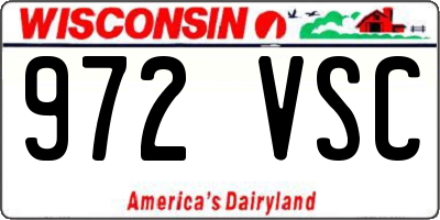 WI license plate 972VSC