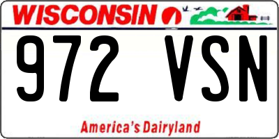 WI license plate 972VSN