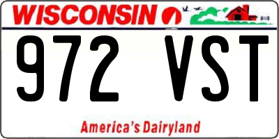 WI license plate 972VST