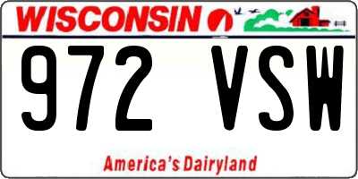 WI license plate 972VSW