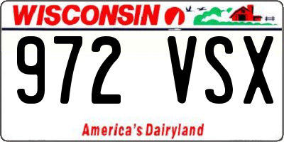 WI license plate 972VSX