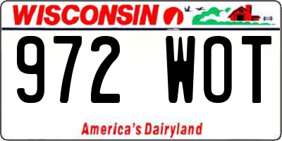 WI license plate 972WOT