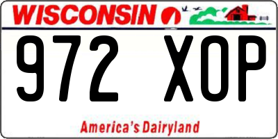 WI license plate 972XOP