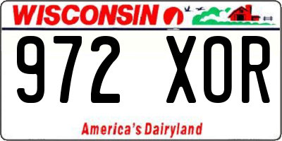 WI license plate 972XOR