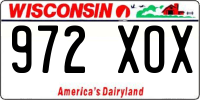 WI license plate 972XOX