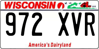 WI license plate 972XVR